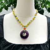 Yellow Purple Necklace Agate Purple Crystal Pendant Women Jewelry Gift