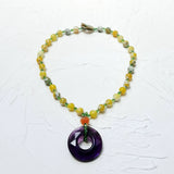 Yellow Purple Necklace Agate Purple Crystal Pendant Women Jewelry Gift