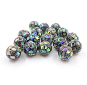 10pcs Abalone Shell Paua Mosaic Inlaid Round Loose Beads 10mm 12mm