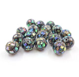 10pcs Abalone Shell Paua Mosaic Inlaid Round Loose Beads 10mm 12mm