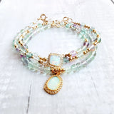 Fluorite Opal Charm Bracelet S925 Silver Clasp Jewelry