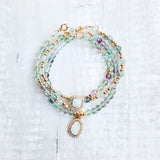 Fluorite Opal Charm Bracelet S925 Silver Clasp Jewelry