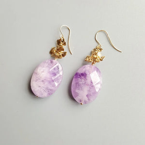 Lavender Amethyst Natural Stone 925 Sterling Silver Drop Earrings