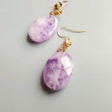 Lavender Amethyst Natural Stone 925 Sterling Silver Drop Earrings