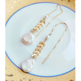 Baroque Pearl S925 Sterling Silver Ear line Earrings For Women