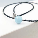 Natural Spinel and Aquamarine Choker Necklace 925 Sterling Silver