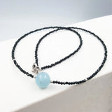 Natural Spinel and Aquamarine Choker Necklace 925 Sterling Silver