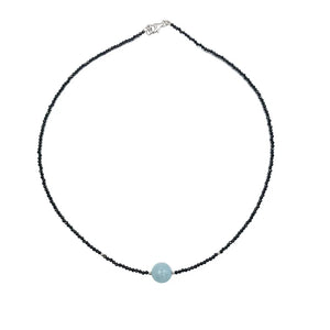 Natural Spinel and Aquamarine Choker Necklace 925 Sterling Silver
