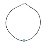 Natural Spinel and Aquamarine Choker Necklace 925 Sterling Silver