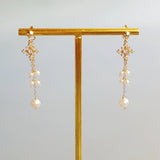 LiiJi Freshwater Pearl Zircon Snowflake 925 Silver Earrings