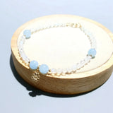 Natural Aquamarines Moonstone 925 Silver Flower Charm Bracelet