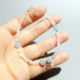 Natural Aquamarines Moonstone 925 Silver Flower Charm Bracelet