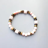 Pink Conch Shell Smoky Quartzs Rose Quartzs Hematite Bracelet