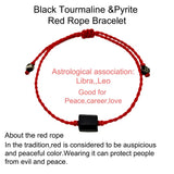 LiiJi Red Rope Bracelet Tourmalines Pyrite Healing for Men or Women