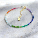 LiiJi Small Rainbow Healing Stone 925 Sterling Silver Bracelet