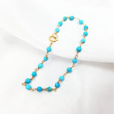 LiiJi Turkey Turquoise 3mm Beads 925 Silver Bracelet