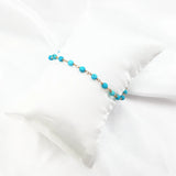 LiiJi Turkey Turquoise 3mm Beads 925 Silver Bracelet