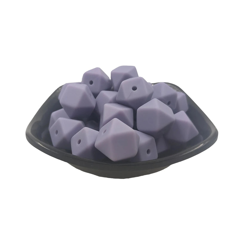 Lilac Hexagon Silicone Bead 14mm for DIY Craft