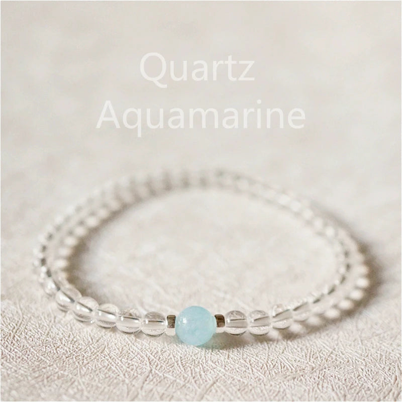 Lily Jewelry Real Quartz Aquamaine Bracelet 925 Sterling Silver
