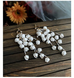 Lily of the Valley Flower Ear Clips Tassel Long Earrings
