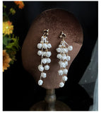 Lily of the Valley Flower Ear Clips Tassel Long Earrings
