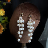 Lily of the Valley Flower Ear Clips Tassel Long Earrings