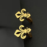 Lily Valley Cufflinks Stainless Steel Wedding Guest Gift Husband Souvenir Golden