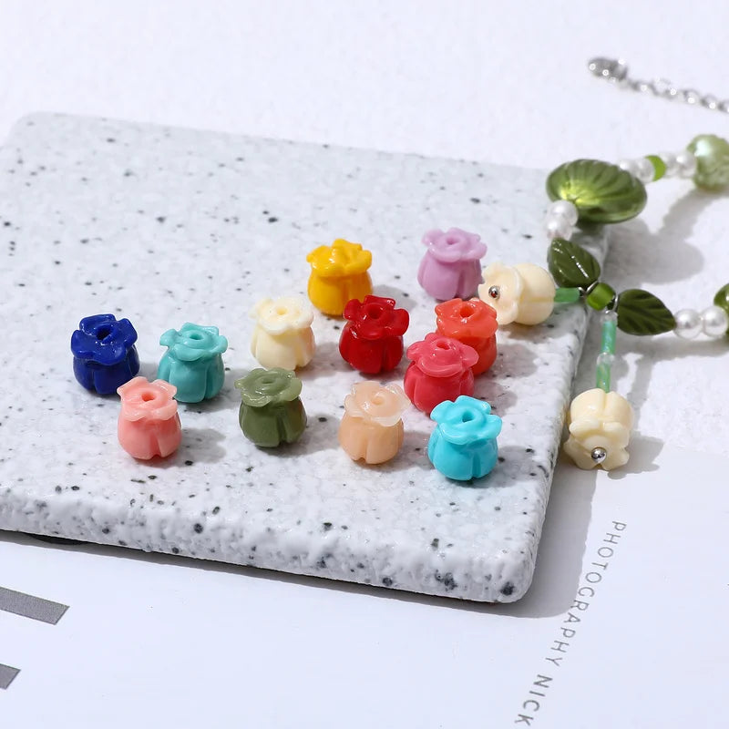 Lily of the Valley Shell Coral Powder Embossed Beaded DIY Accessory