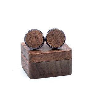 Retro Wooden Round Cufflinks for Men High French Shirts with Box