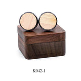 Retro Wooden Round Cufflinks for Men High French Shirts with Box