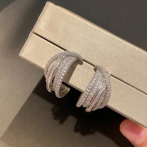 Small 925 Silver Earrings with High Cubic Zircon for Women