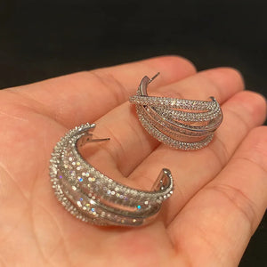 Small 925 Silver Earrings with High Cubic Zircon for Women
