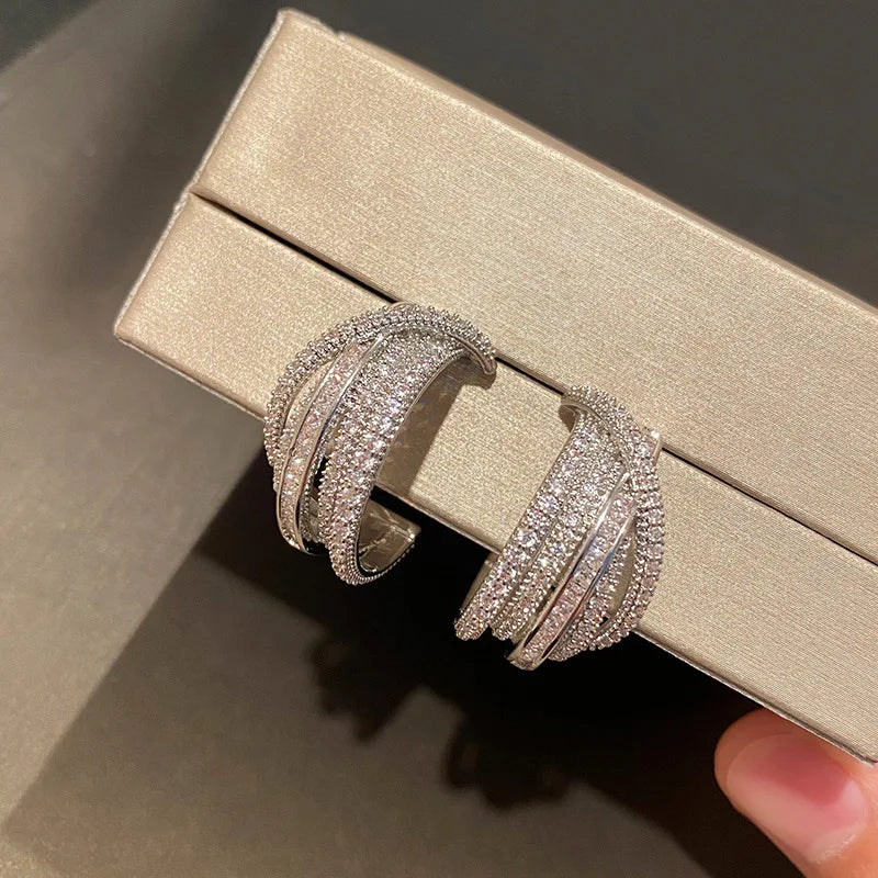 Small 925 Silver Earrings with High Cubic Zircon for Women