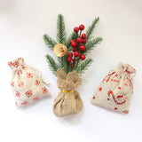 10x14cm Christmas Cotton Bags 5pcs Drawstring Gift Logo