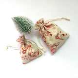 10x14cm Christmas Cotton Bags 5pcs Drawstring Gift Logo