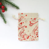 10x14cm Christmas Cotton Bags 5pcs Drawstring Gift Logo