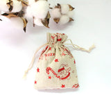 10x14cm Christmas Cotton Bags 5pcs Drawstring Gift Logo