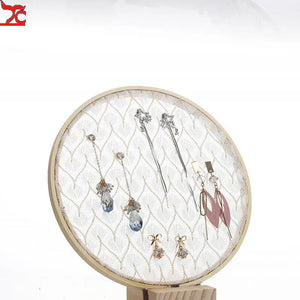 Linen Wooden Jewelry Display Bust Model Ring Stand Large Space