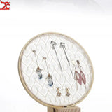 Linen Wooden Jewelry Display Bust Model Ring Stand Large Space