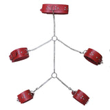 Vintage Goth Red Faux Leather Collar Chain Necklace Set
