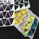 3270 Tri-angle Sew On Stone Flatback 3holes Sewing Glass Crystal Beads