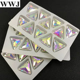 3270 Tri-angle Sew On Stone Flatback 3holes Sewing Glass Crystal Beads
