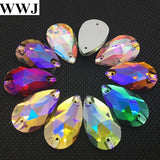 Teardrop Sew on Stone Flatback Glass Crystal 7x12,10.5x18mm
