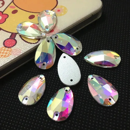 Teardrop Sew on Stone Flatback Glass Crystal 7x12,10.5x18mm