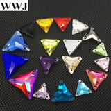 Triangle Glass Sew On Stone Flatback 3 Holes Crystals Beads
