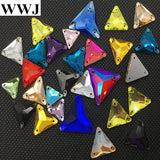 Triangle Glass Sew On Stone Flatback 3 Holes Crystals Beads