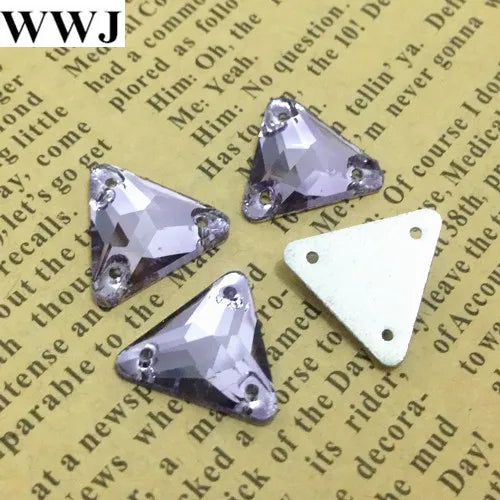 Triangle Glass Sew On Stone Flatback 3 Holes Crystals Beads