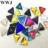 Triangle Glass Sew On Stone Flatback 3 Holes Crystals Beads