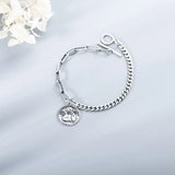925 Silver Link Chain Angel Charm Bracelet for Women