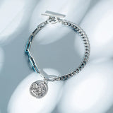 925 Silver Link Chain Angel Charm Bracelet for Women